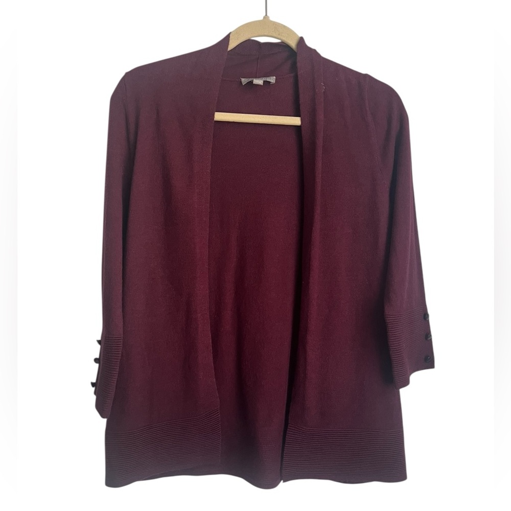 Evolution Small Women's Burgundy Open Cardigan Sweater Super Soft